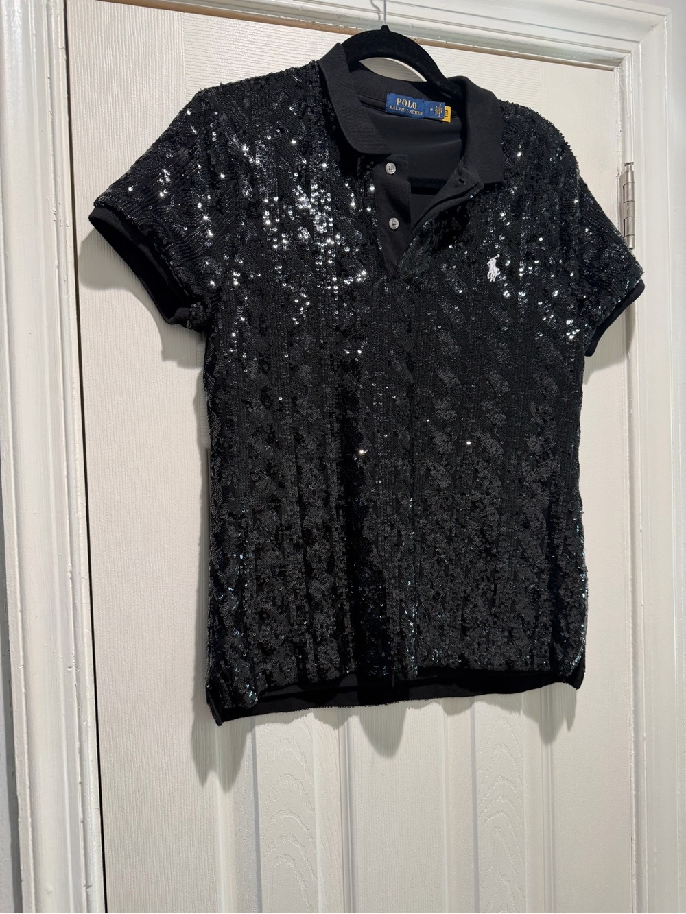 Polo by Ralph Lauren Black Sequin Polo Shirt